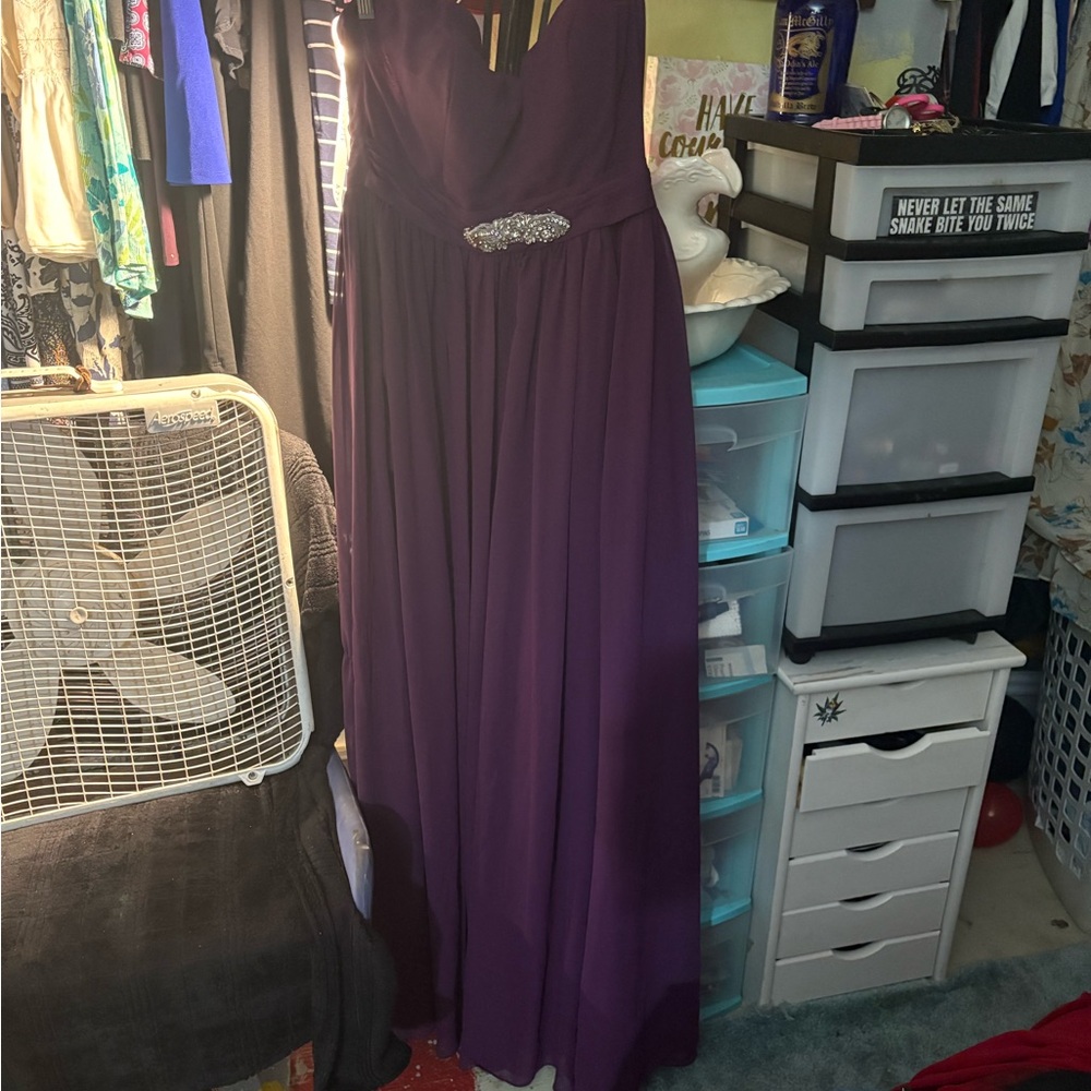 Azazie Strapless Purple Gown